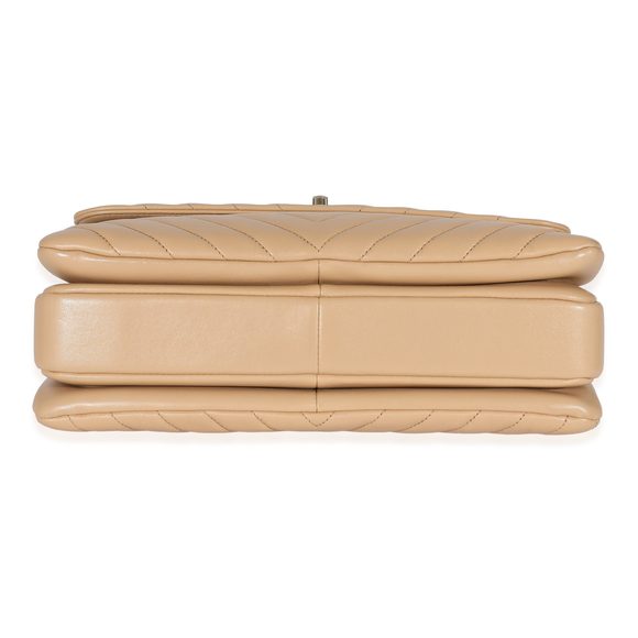 Chanel Beige Chevron Lambskin Medium Trendy Bag - Picture 6 of 7